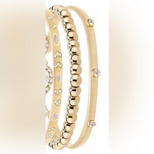 Set of two gold, cuffed bangle, bracelets, new inbox